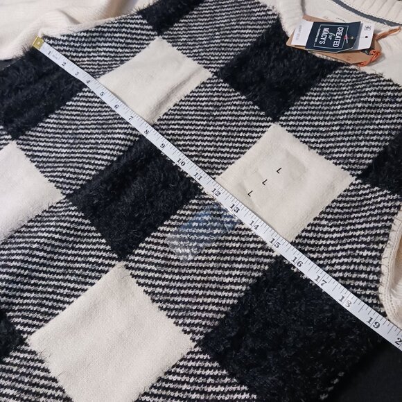 NEW Weatherproof Vintage Buffalo Check Crew Neck Sweater in Whitecap Size L - Picture 12 of 13